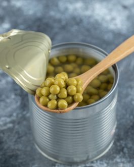 Opened tin green peas